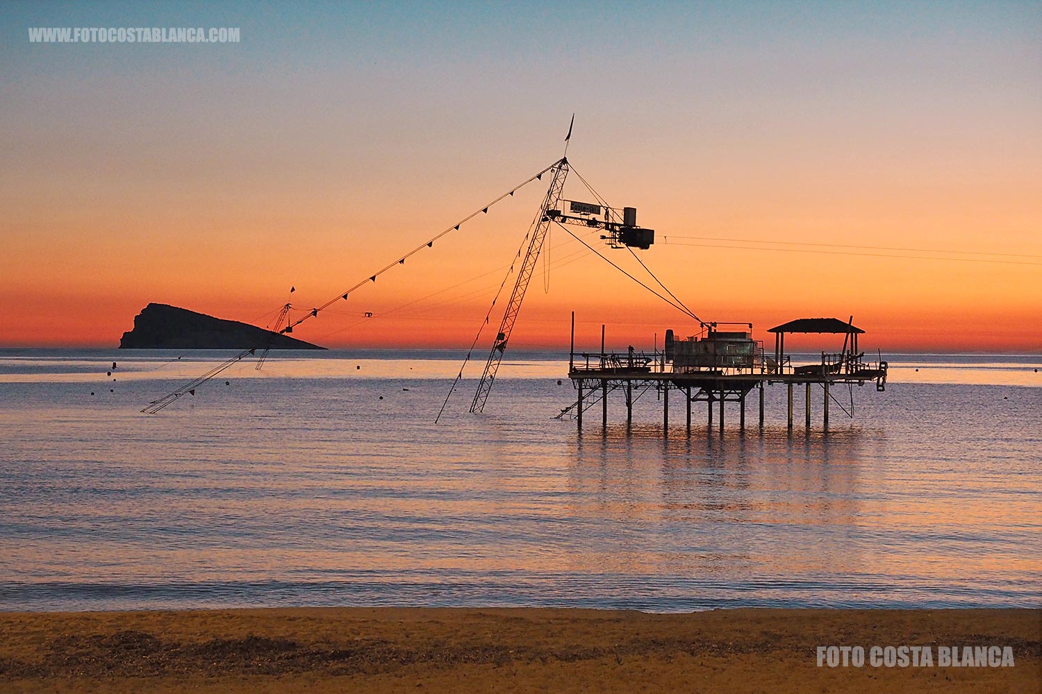 picture platform cable ski benidorm island sunset images