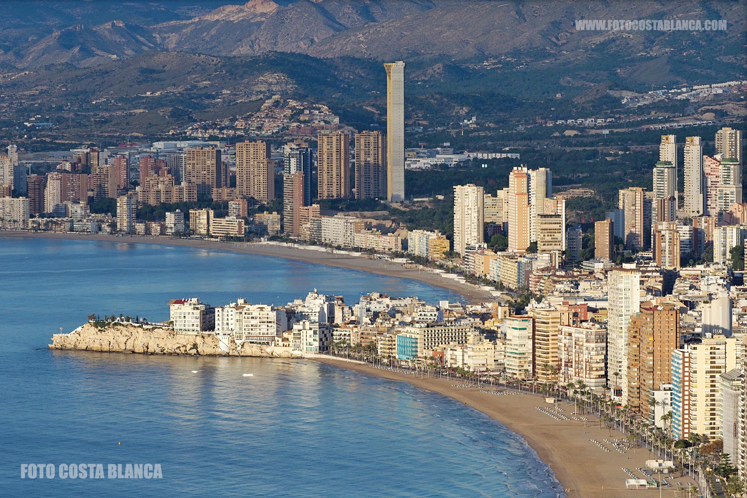  panoramic photo city benidorm tall buildings aerial view
