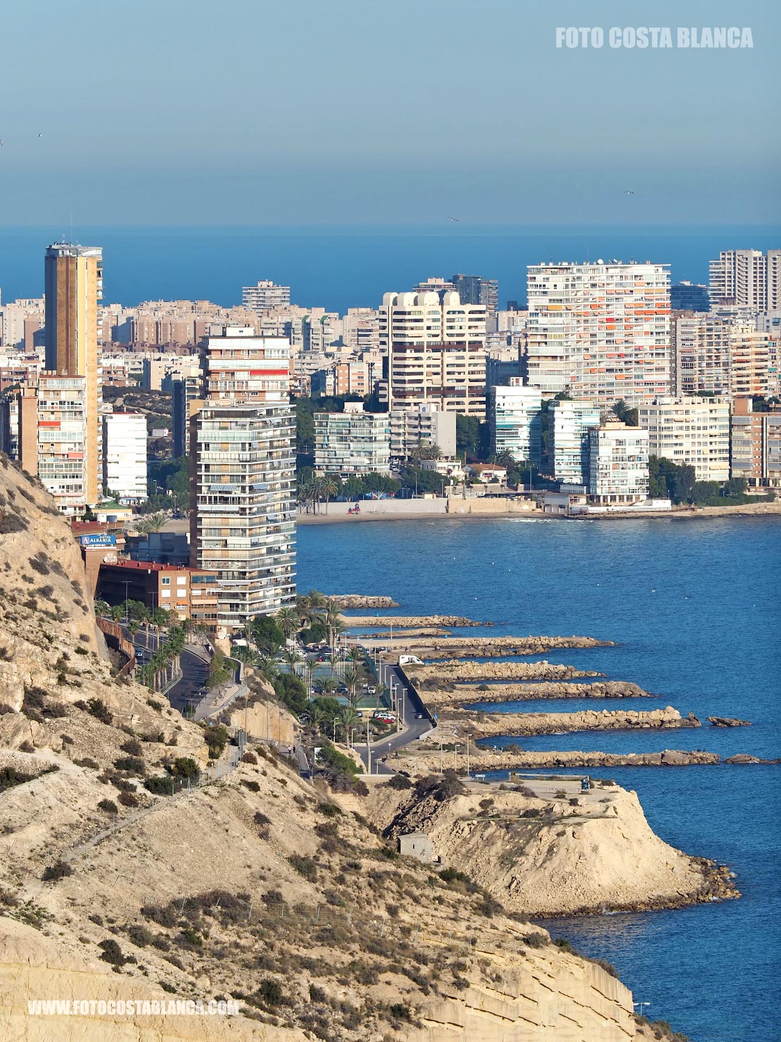 aerial view beaches alicante bay photographs skyscrapers cap huerta neighborhood alacant 